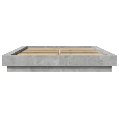 Bed Frame with LED Lights without Mattress Concrete Grey 140x190cm