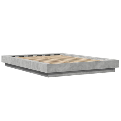 Bed Frame with LED Lights without Mattress Concrete Grey 140x190cm