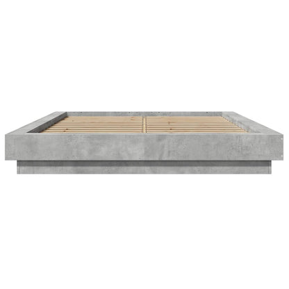 Bed Frame with LED Lights without Mattress Concrete Grey 135x190cm
