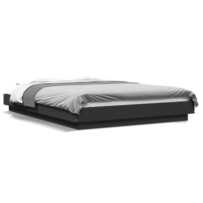 Bed Frame with LED Lights without Mattress Black 120x190cm