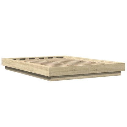 Bed Frame with LED Lights without Mattress Sonoma Oak 120x190cm