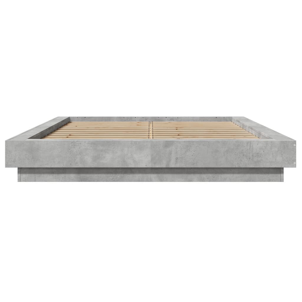 Bed Frame with LED Lights without Mattress Concrete Grey 120x190cm