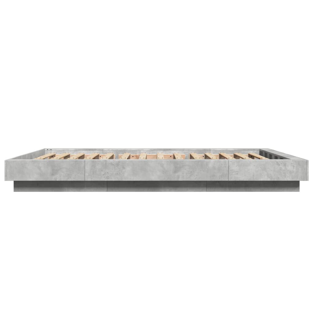 Bed Frame with LED Lights without Mattress Concrete Grey 120x190cm
