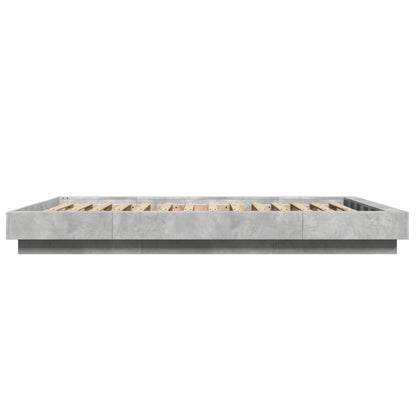 Bed Frame with LED Lights without Mattress Concrete Grey 120x190cm