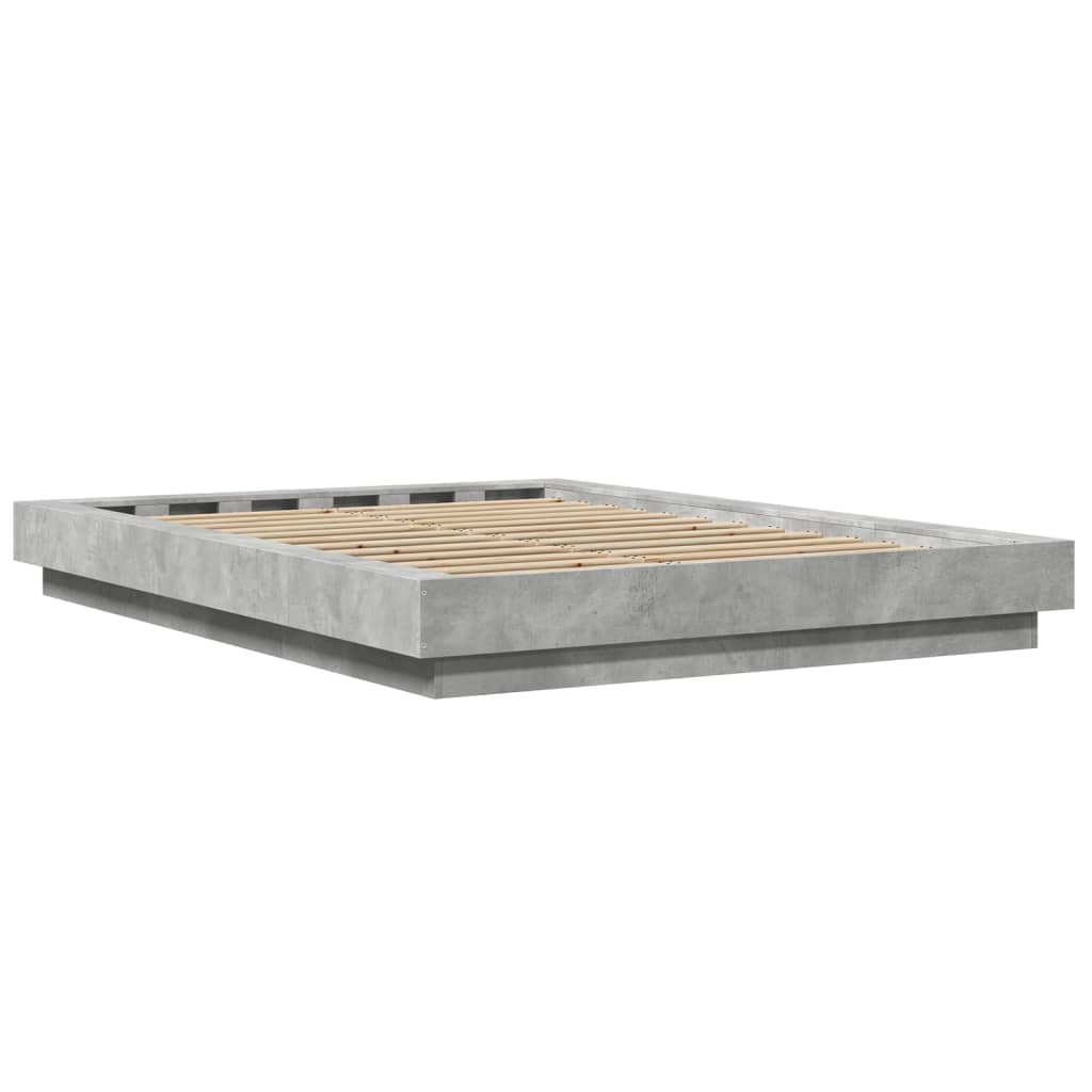 Bed Frame with LED Lights without Mattress Concrete Grey 120x190cm