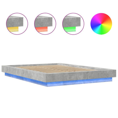 Bed Frame with LED Lights without Mattress Concrete Grey 120x190cm
