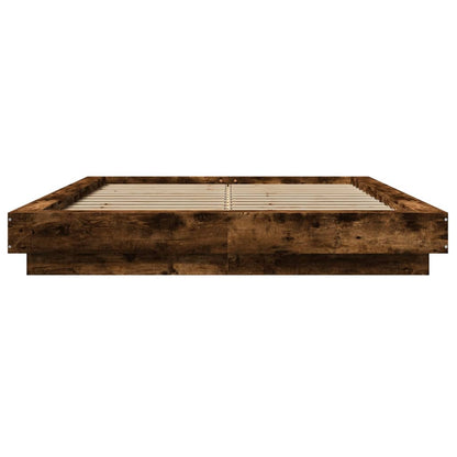 Bed Frame with LED Lights without Mattress Smoked Oak 120x190cm