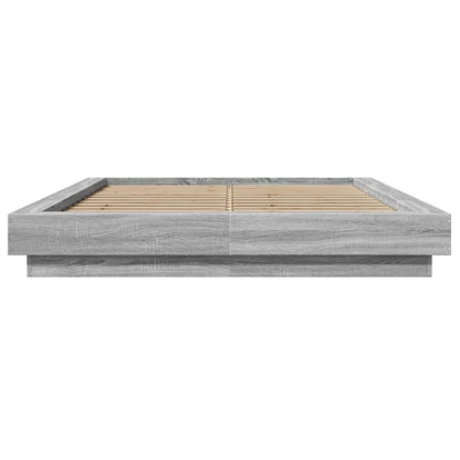 Bed Frame with LED Lights without Mattress Grey Sonoma 120x190cm