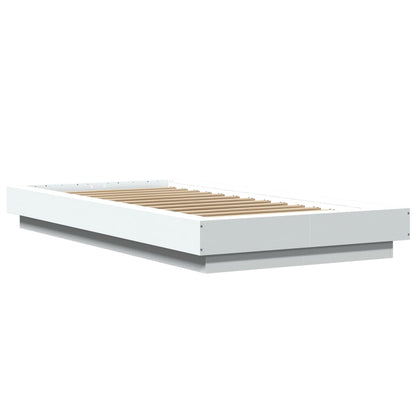 Bed Frame with LED Lights without Mattress White 90x190cm