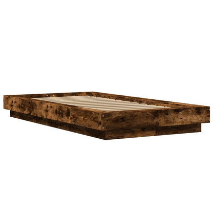 Bed Frame with LED Lights without Mattress Smoked Oak 90x190cm