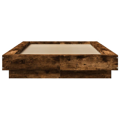 Bed Frame with LED Lights without Mattress Smoked Oak 90x190cm