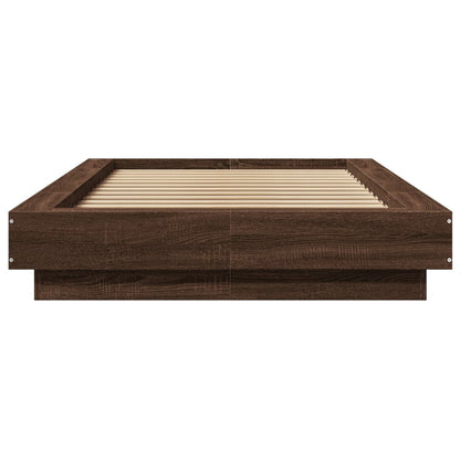 Bed Frame with LED Lights without Mattress Brown Oak 90x190cm