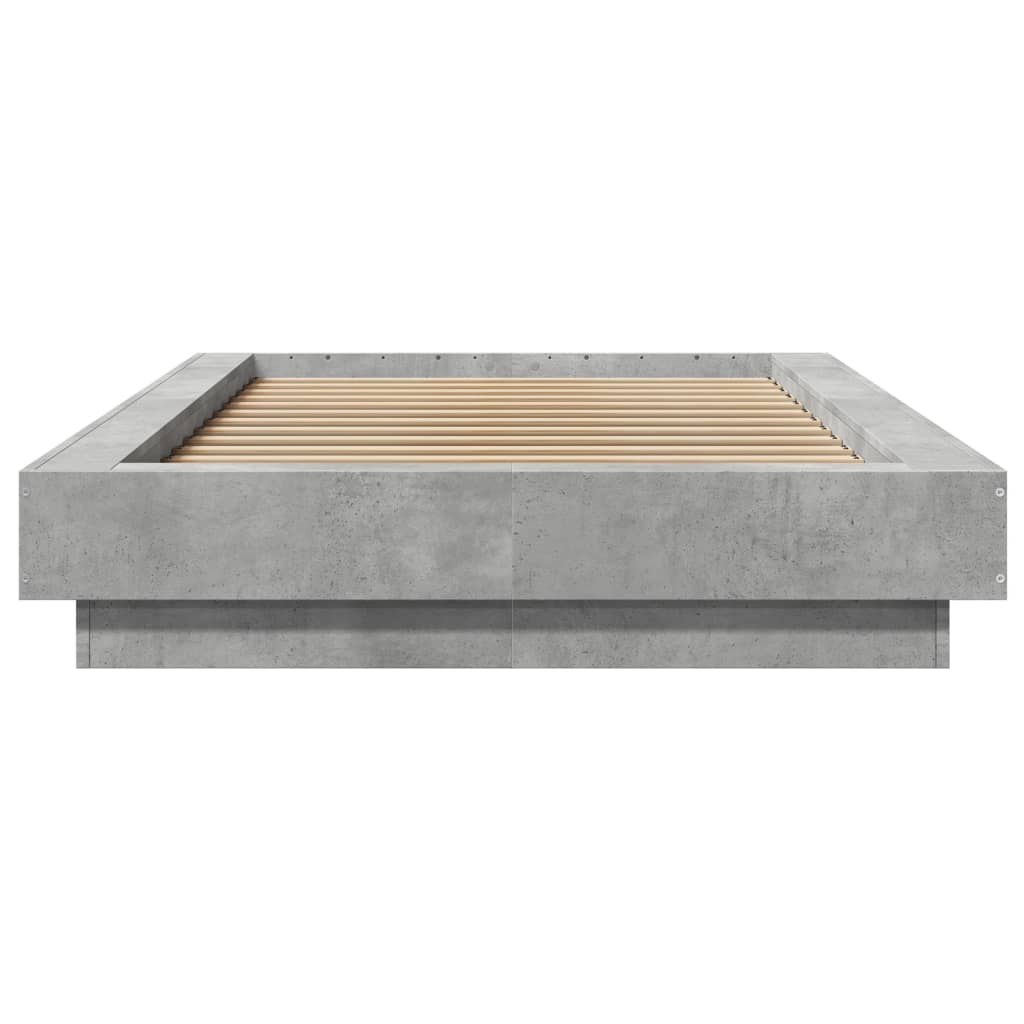 Bed Frame with LED Lights without Mattress Concrete Grey 75x190cm