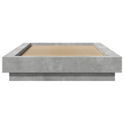 Bed Frame with LED Lights without Mattress Concrete Grey 75x190cm