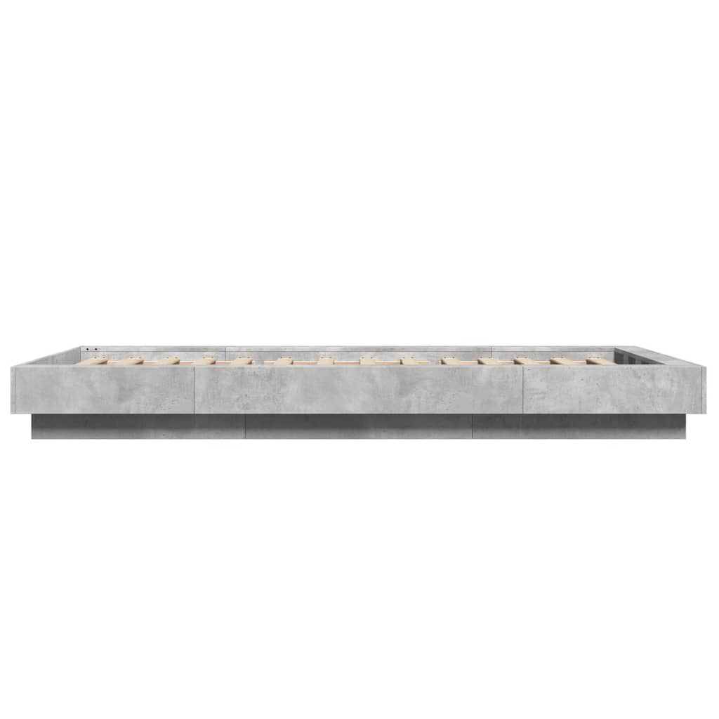 Bed Frame with LED Lights without Mattress Concrete Grey 75x190cm