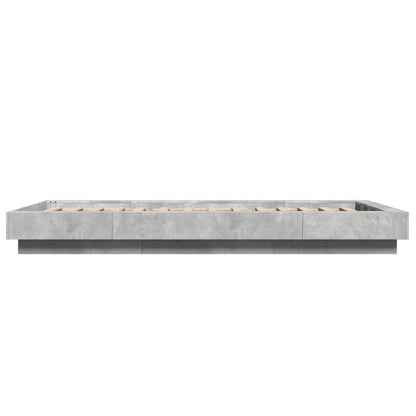 Bed Frame with LED Lights without Mattress Concrete Grey 75x190cm