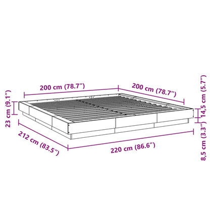 Bed Frame without Mattress Smoked Oak 200x200 cm