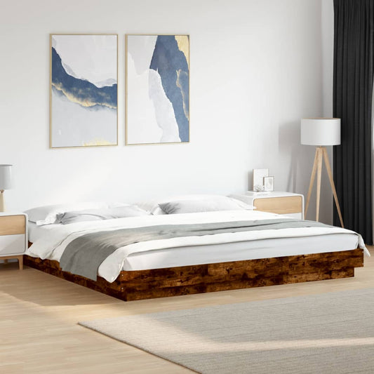 Bed Frame without Mattress Smoked Oak 200x200 cm