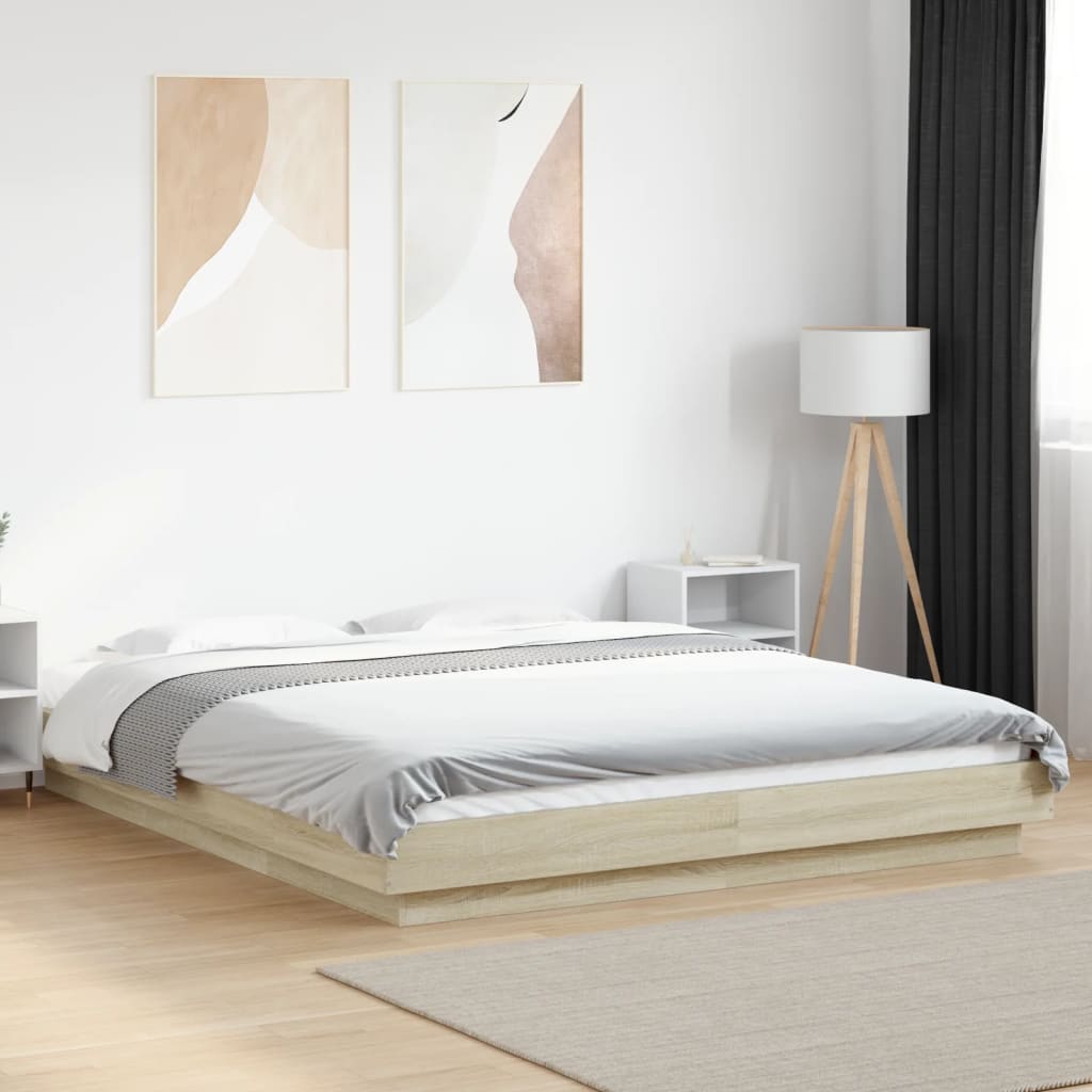 Bed Frame without Mattress Sonoma Oak 160x200 cm
