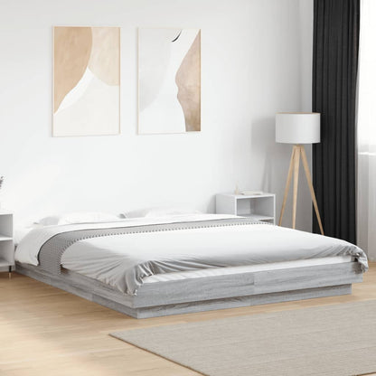 Bed Frame without Mattress Grey Sonoma 160x200 cm