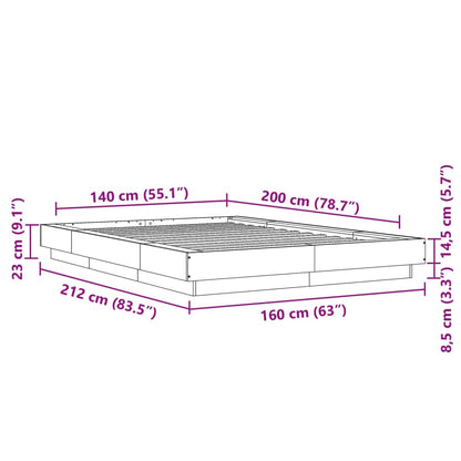 Bed Frame without Mattress Concrete Grey 140x200 cm