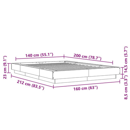 Bed Frame without Mattress Smoked Oak 140x200 cm