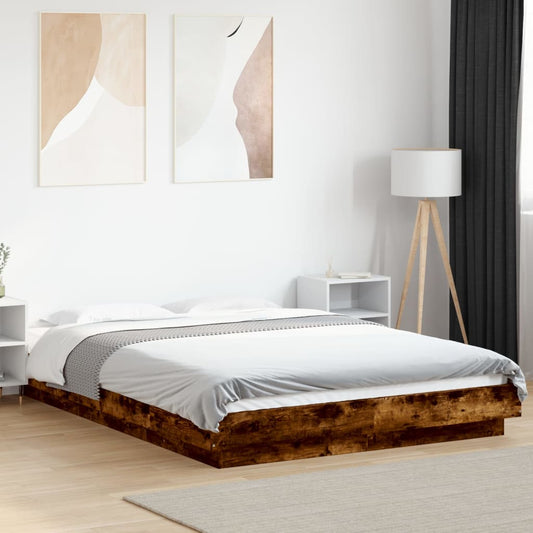 Bed Frame without Mattress Smoked Oak 140x200 cm