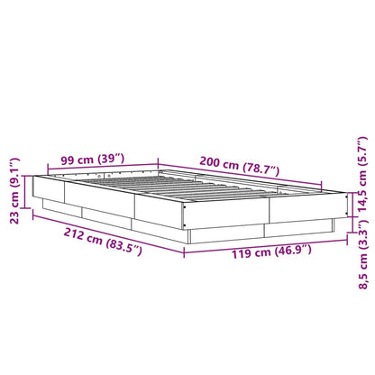 Bed Frame without Mattress White 100x200 cm