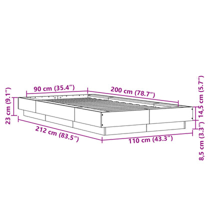 Bed Frame without Mattress White 90x200 cm