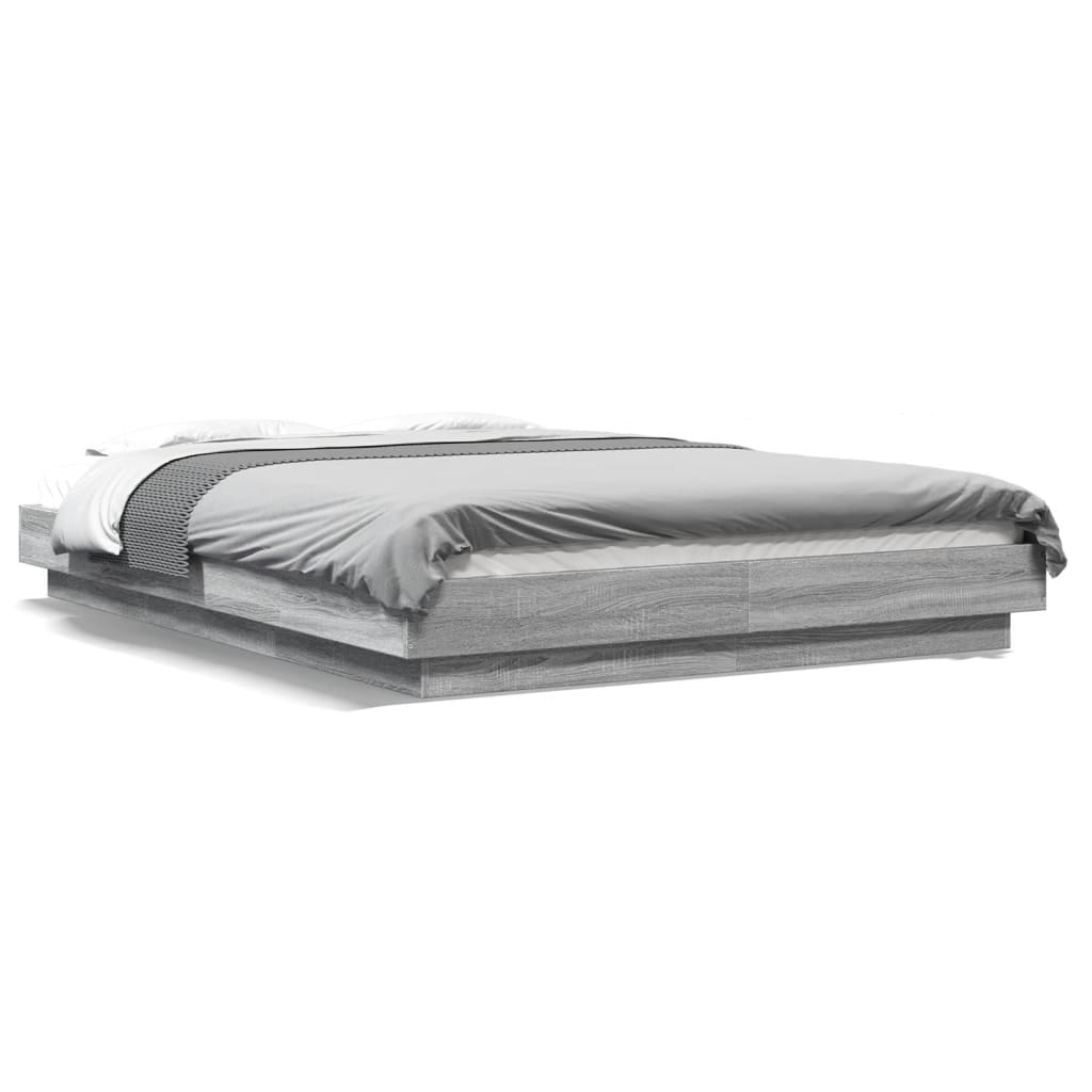 Bed Frame without Mattress Grey Sonoma 140x190 cm