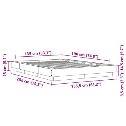 Bed Frame without Mattress Smoked Oak 135x190 cm Double