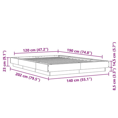 Bed Frame without Mattress Concrete Grey 120x190 cm Small Double