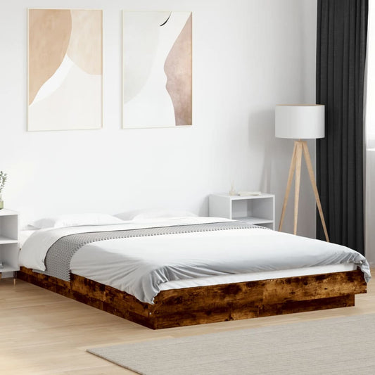 Bed Frame without Mattress Smoked Oak 120x190 cm Small Double