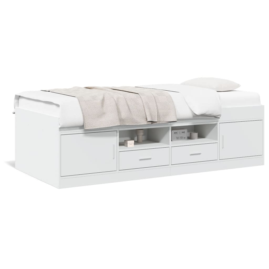 Daybed with Drawers without Mattress White 100x200 cm