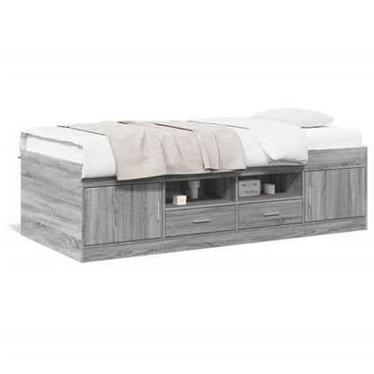 Daybed with Drawers without Mattress Grey Sonoma 100x200 cm