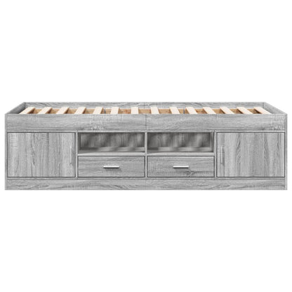 Daybed with Drawers without Mattress Grey Sonoma 100x200 cm