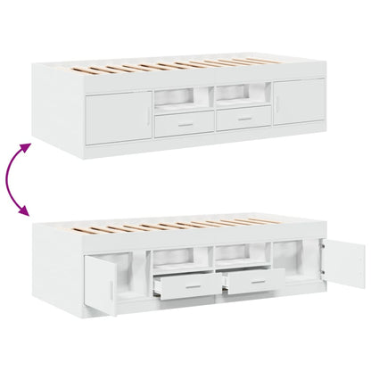 Daybed with Drawers without Mattress White 90x200 cm