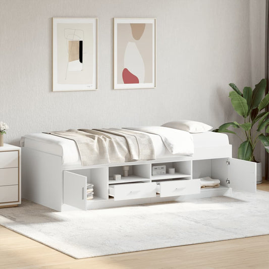 Daybed with Drawers without Mattress White 90x200 cm