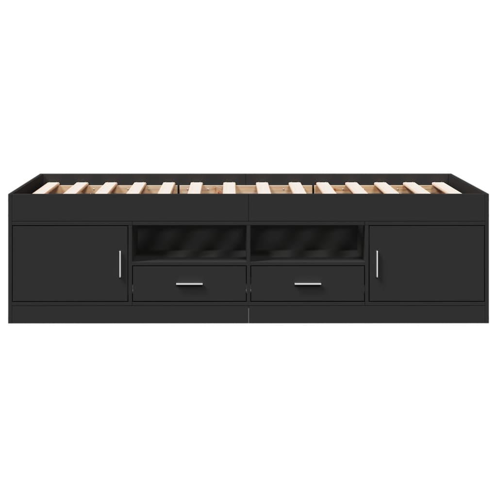 Daybed with Drawers without Mattress Black 90x200 cm