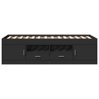 Daybed with Drawers without Mattress Black 90x200 cm