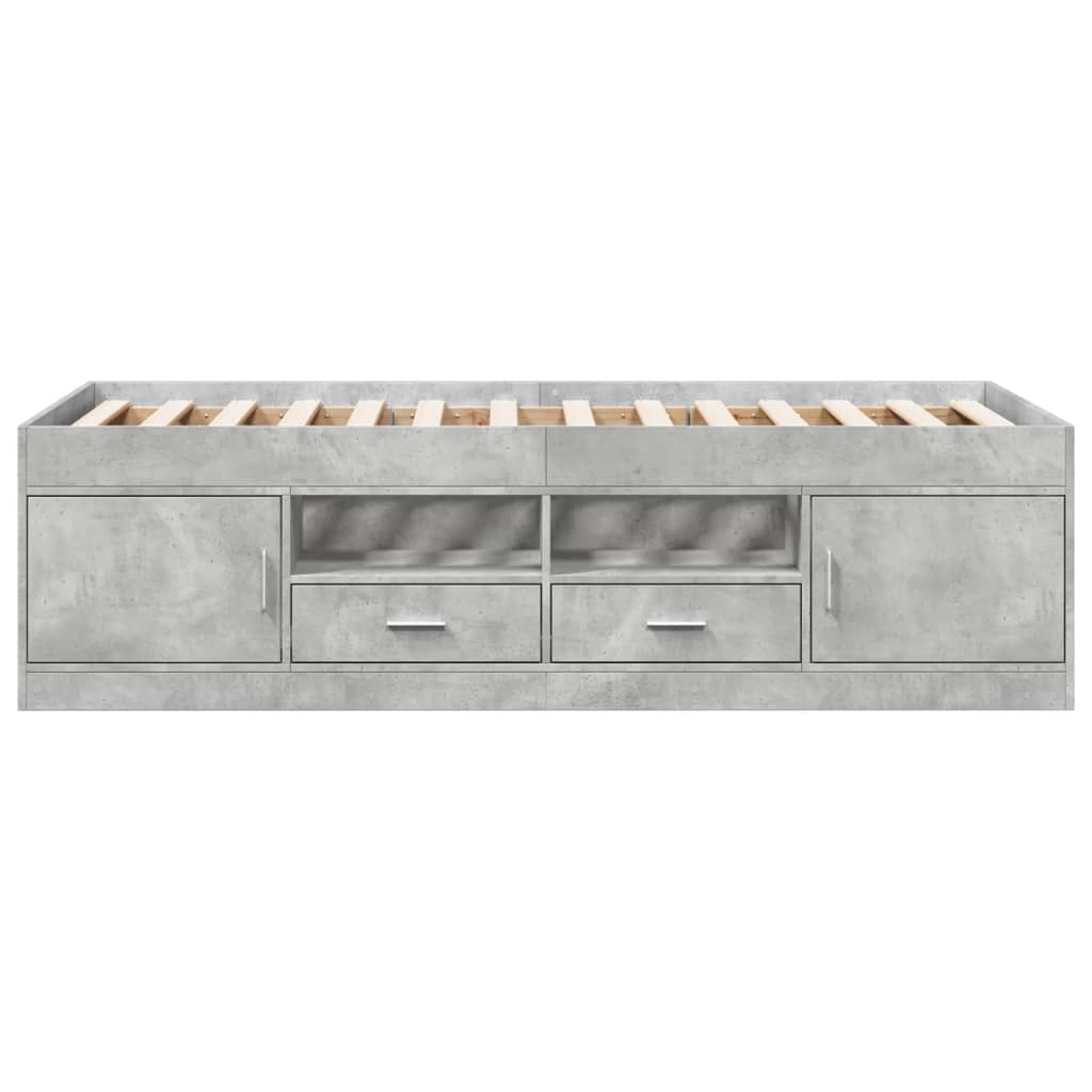 Daybed with Drawers without Mattress Concrete Grey 90x200 cm