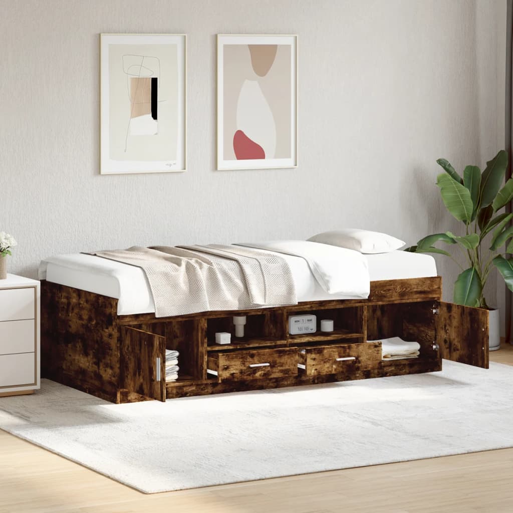Daybed with Drawers without Mattress Smoked Oak 90x200 cm