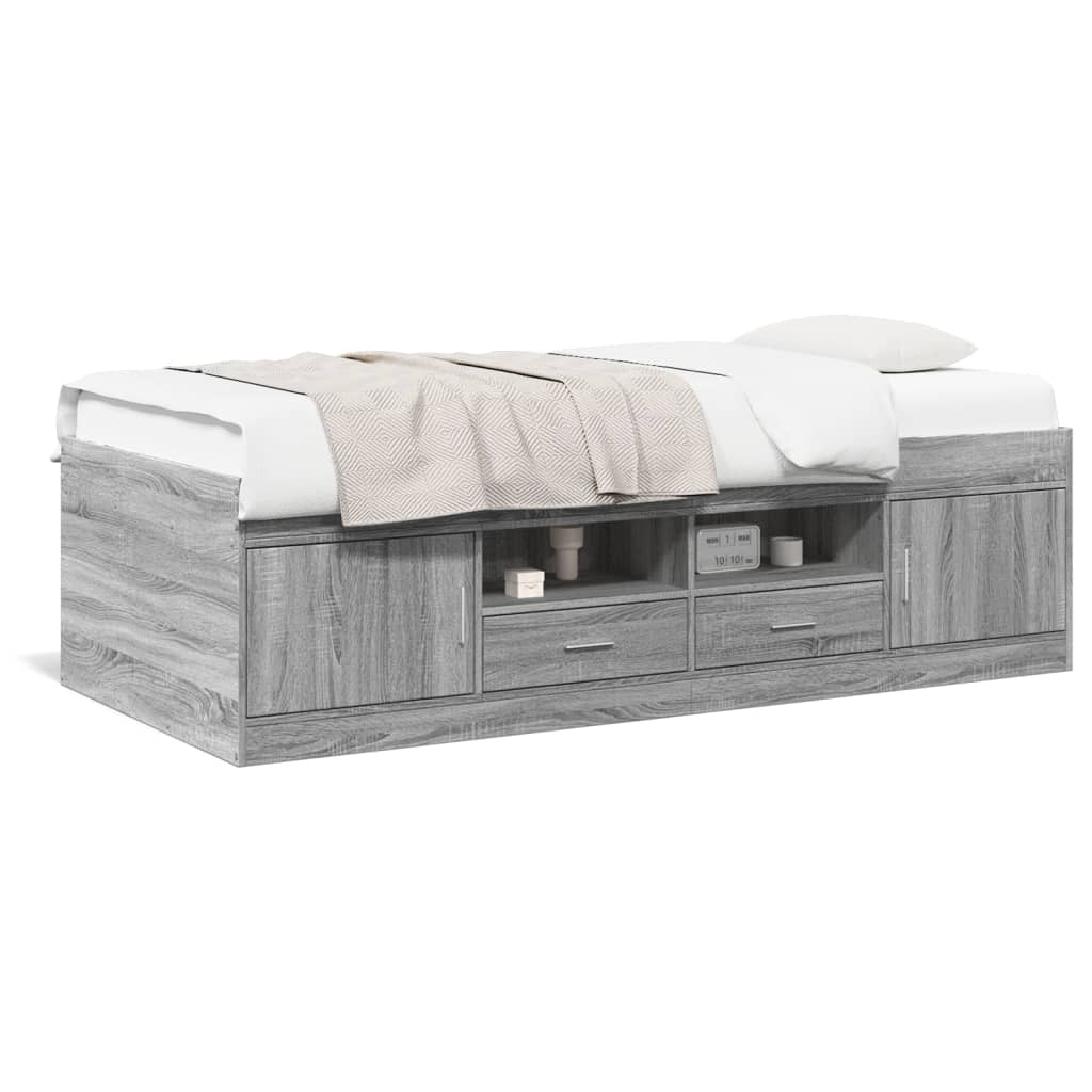 Daybed with Drawers without Mattress Grey Sonoma 90x200 cm