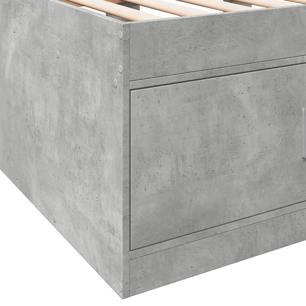 Daybed with Drawers without Mattress Concrete Grey 90x190 cm Single