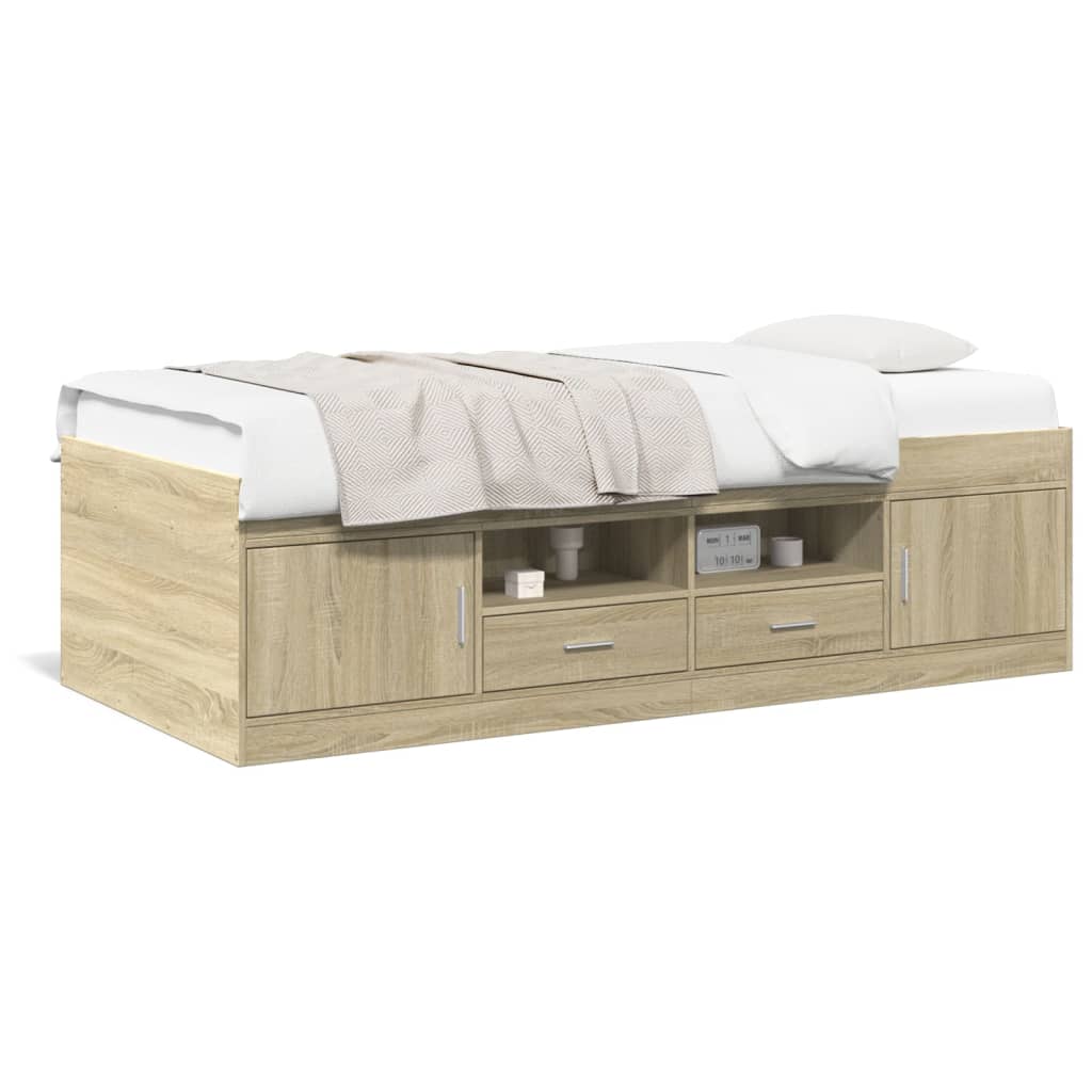 Daybed with Drawers without Mattress Sonoma Oak 75x190 cm Small Single