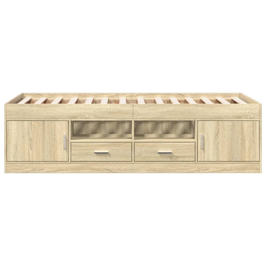 Daybed with Drawers without Mattress Sonoma Oak 75x190 cm Small Single