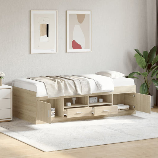 Daybed with Drawers without Mattress Sonoma Oak 75x190 cm Small Single