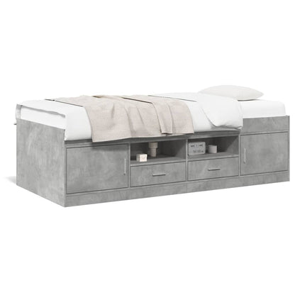 Daybed with Drawers without Mattress Concrete Grey 75x190 cm Small Single