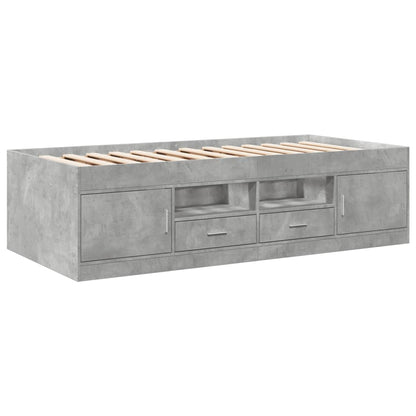 Daybed with Drawers without Mattress Concrete Grey 75x190 cm Small Single