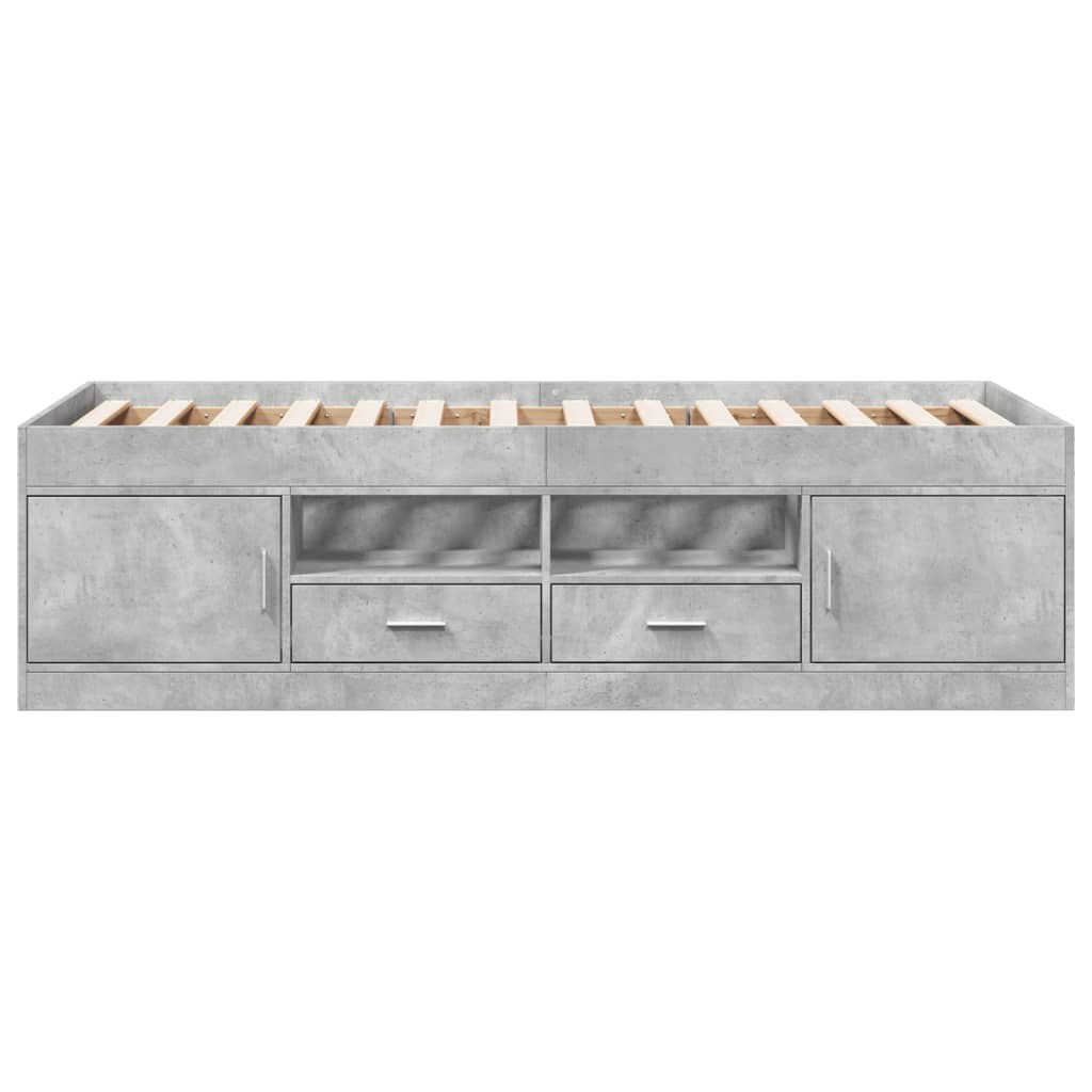 Daybed with Drawers without Mattress Concrete Grey 75x190 cm Small Single